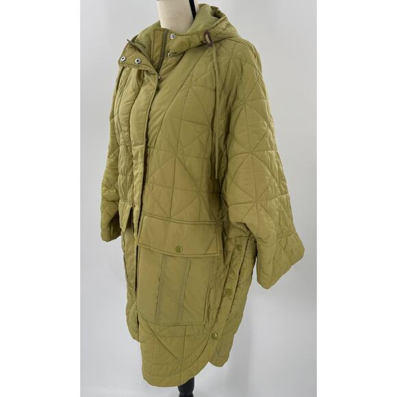 Madewell Green Quilted Norris Poncho Puffer Coat Parka Oversized Jacket XS S M - Picture 2 of 7
